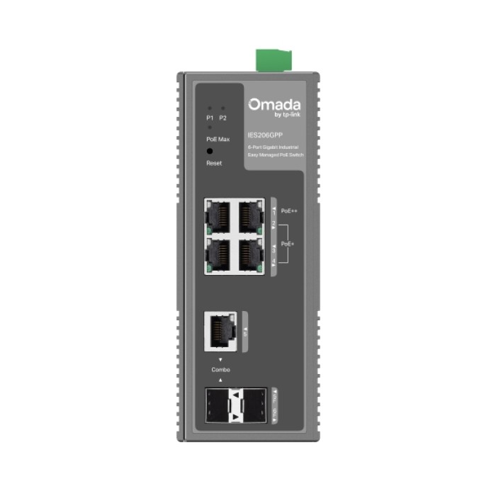 Omada by Tplink IES206GPP Omada 6-Port Gigabit Industrial Easy Managed Switch with 3-Port PoE+ and 1-Port PoE++ Omada by Tplink IES206GPP Omada 6-Port Gigabit Industrial Easy Managed Switch with 3-Port PoE+ and 1-Port PoE++