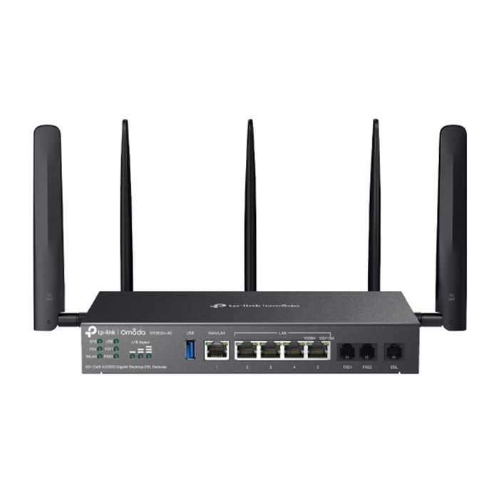 TP-Link Omada DR3650v-4G 4G+ Cat6 AX3000 Wi-Fi 6 Gigabit DSL Gateway TP-Link Omada DR3650v-4G 4G+ Cat6 AX3000 Wi-Fi 6 Gigabit DSL Gateway