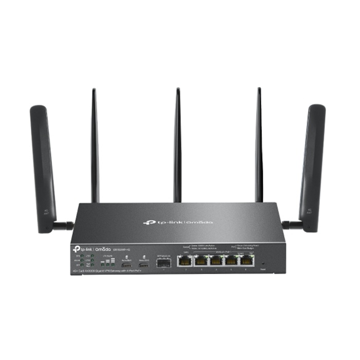 TP-Link Omada ER706WP-4G 4G+ Cat6 AX3000 Gigabit VPN Gateway with 4-Port PoE+ TP-Link Omada ER706WP-4G 4G+ Cat6 AX3000 Gigabit VPN Gateway with 4-Port PoE+