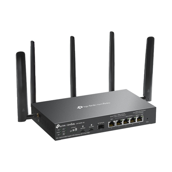 TP-Link Omada ER706WP-4G 4G+ Cat6 AX3000 Gigabit VPN Gateway with 4-Port PoE+ TP-Link Omada ER706WP-4G 4G+ Cat6 AX3000 Gigabit VPN Gateway with 4-Port PoE+
