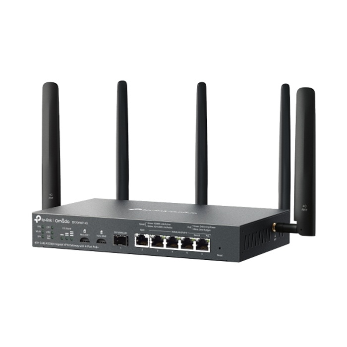 TP-Link Omada ER706WP-4G 4G+ Cat6 AX3000 Gigabit VPN Gateway with 4-Port PoE+ TP-Link Omada ER706WP-4G 4G+ Cat6 AX3000 Gigabit VPN Gateway with 4-Port PoE+