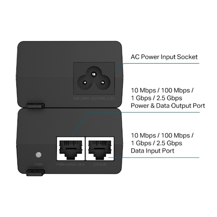 TP-Link Omada POE260S-Outdoor 2.5G PoE+ Injector TP-Link Omada POE260S-Outdoor 2.5G PoE+ Injector